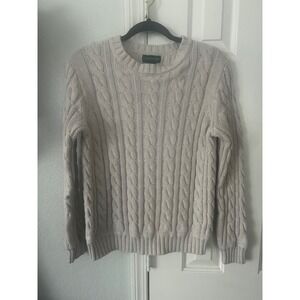 Vintage J Crew Always Mens Cable Knit Sweater Oatmeal Beige Crewneck Pullover S